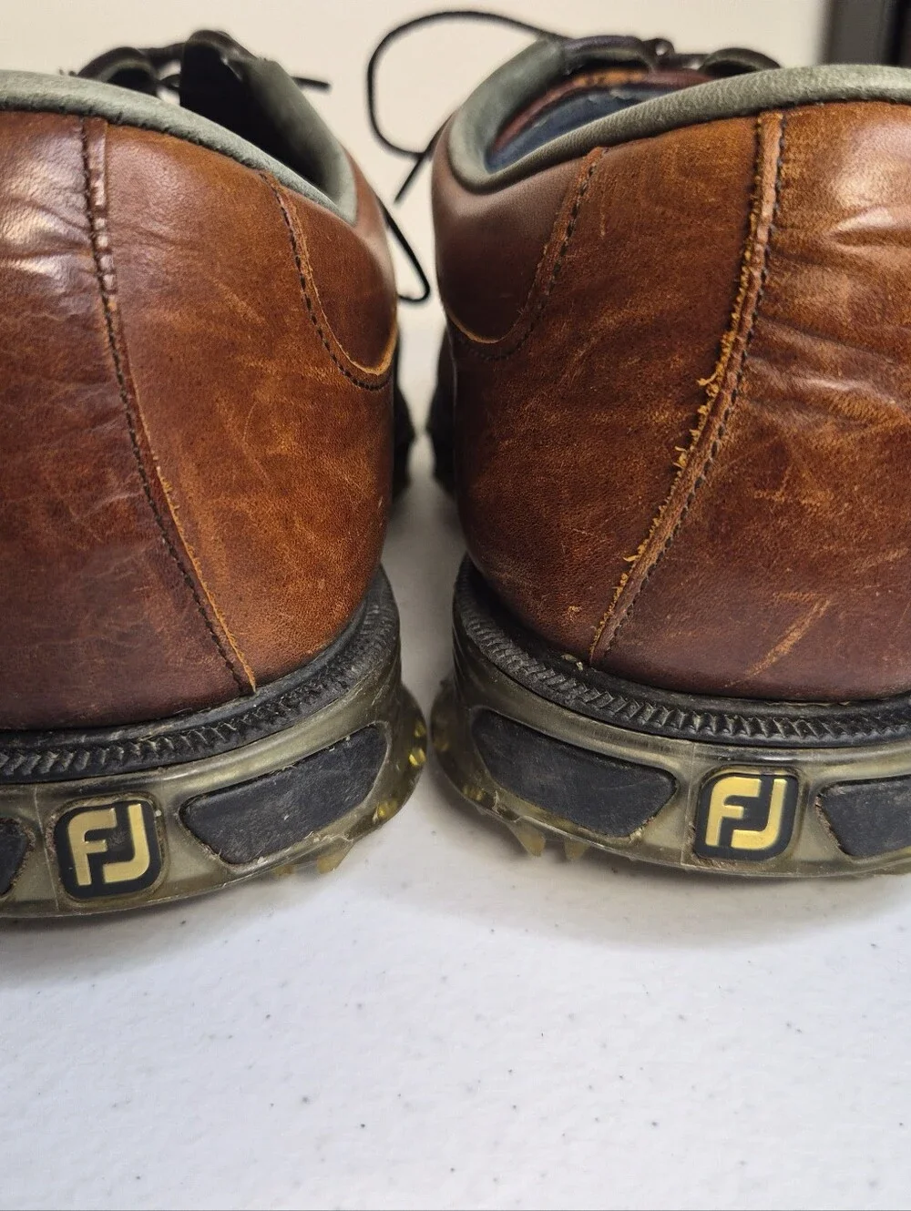 Footjoy DRYJOYS Tour Spiked Golf Shoes Brown Leather Men’s Size 10W-Pre Owned